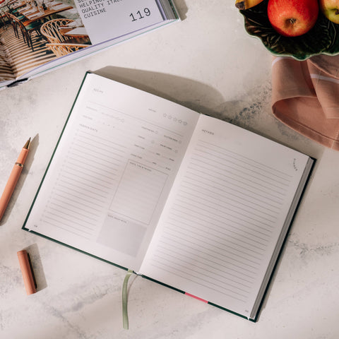 Papier Guided Recipe Journal, A5 Hardcover - Al Fresco