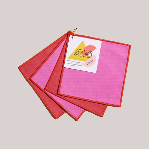 Atelier Saucier Jubilee Pink Cocktail Napkins | Set of 4