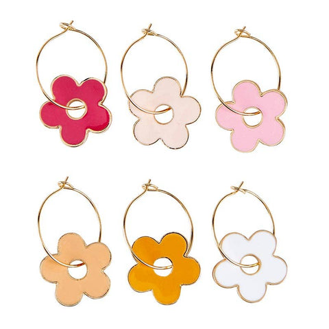 Daisy Wine Charms in Wood Box - Charmed - Set of 6